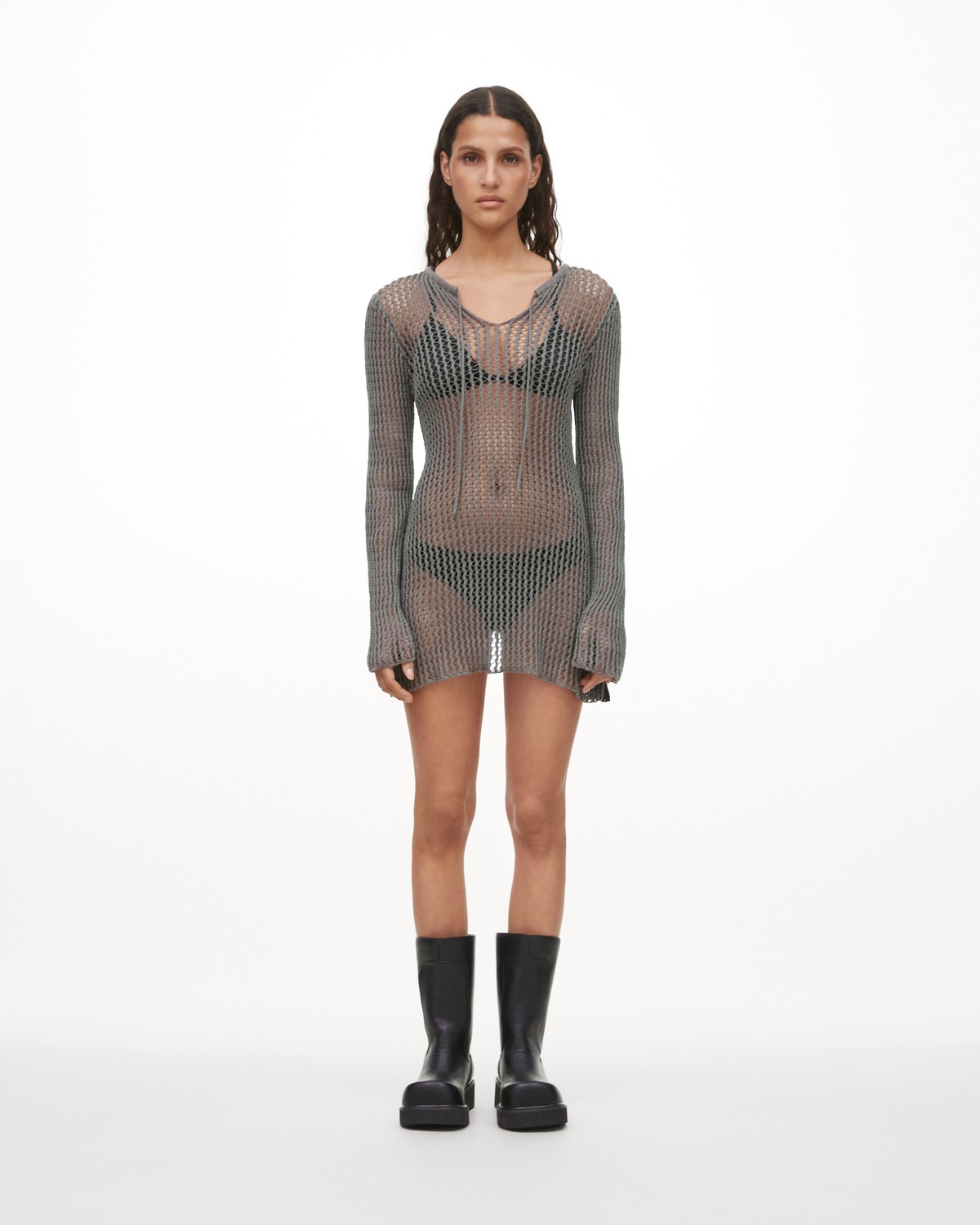 Chimi Knitted Short Dress In Black